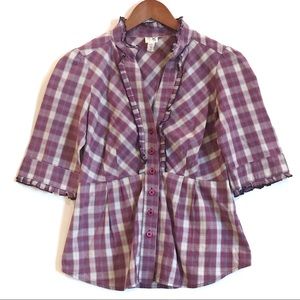 Anthro | Edme & Esyllte Plaid Peplum Top